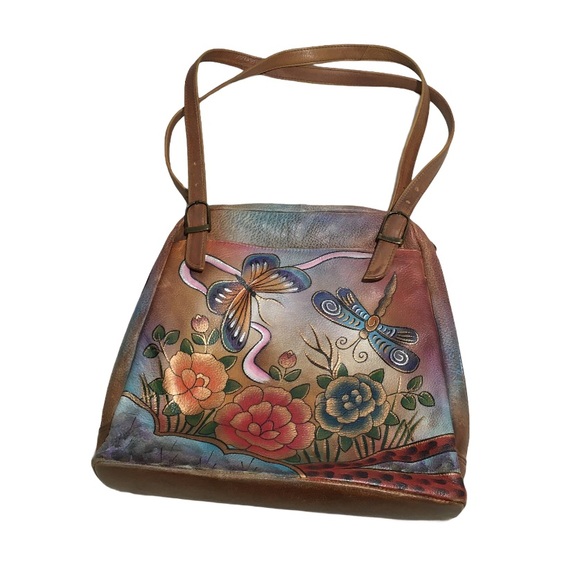 Anuschka Handbags - Anuschka Leather Butterfly Floral Painted Bag